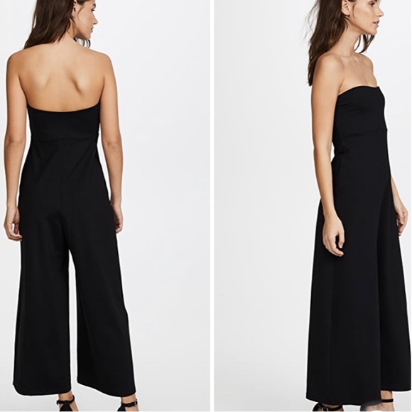 SALE! Fascination figure flattering black stretchy strapless wide leg jumpsuit - Picture 2 of 2